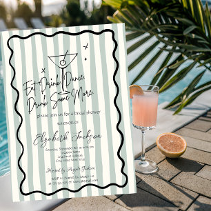 Invitación Martini Green Stripes de mano Ducha Bridal