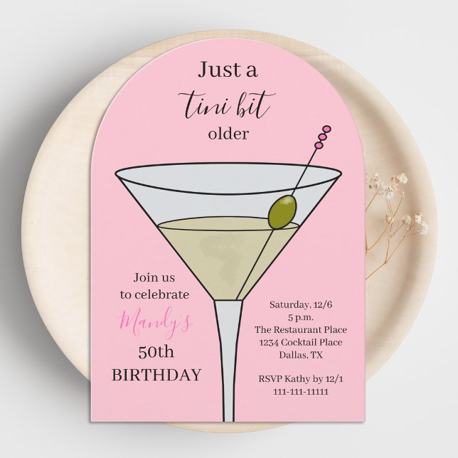 Invitación Martini para Fiesta de Cumpleaños 50 de Pink Tini  (Subido por el creador)