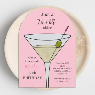 Invitación Martini para fiesta de cumpleaños 50 de Tini Bit O
