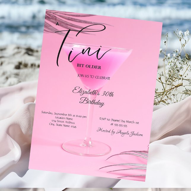 Invitación Martini Un poquito más vieja Cumpleaños 30 rosa (Subido por el creador)