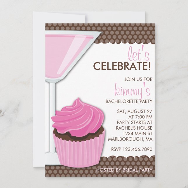 Invitación Martini y magdalena Bachelorette (Anverso)