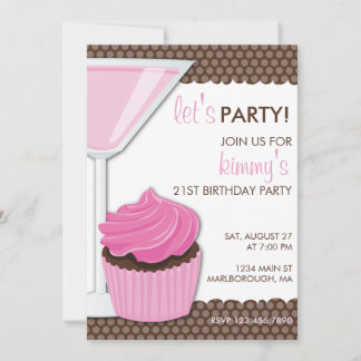 Invitación Martini y tarta 21 cumpleaños
