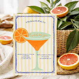 Invitación Martini Yellow Stripes Bachelorette