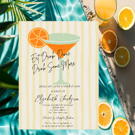 Invitación Martini Yellow Stripes Bridal Shower