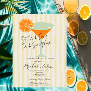 Invitación Martini Yellow Stripes Bridal Shower