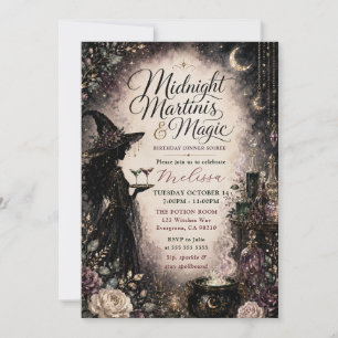 Invitación Martinicas de Medianoche & Cena de Cumpleaños Mági
