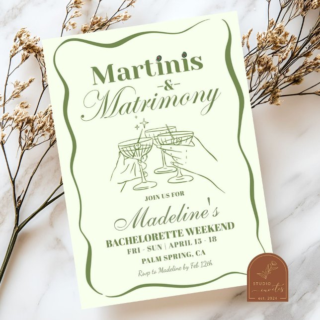 Invitación Martinis de mano y Bachelorette de Matrimonio (Subido por el creador)