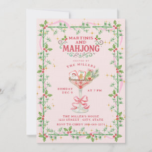 Invitación Martinis de Navidad y fiesta de Mahjong
