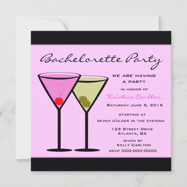 Invitación Martinis rosados y sucios (Anverso)