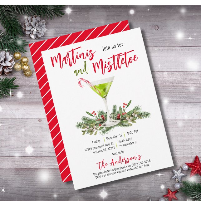 Invitación Martinis y Muérdago Bebidas Festivas Navideñas (Subido por el creador)