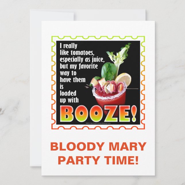 Invitación MARY SANGRIENTA, ¡Cargada de licor! (Anverso)