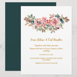 Invitación MARY Watercolor Rosa Emerald Green Boda