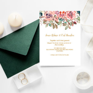 Invitación MARY Watercolor Rosa Emerald Green Boda
