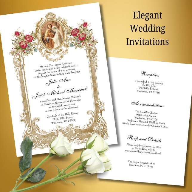 Invitación Mary y Joseph, Boda de las rosas rojas ventilares (Subido por el creador)