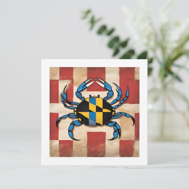 Invitación Maryland Blue Crab Note Card (Anverso de pie)