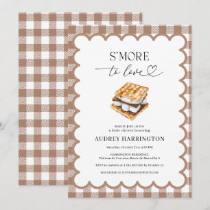 Invitación Más amor preppy de cuadros marrones Baby Shower 
