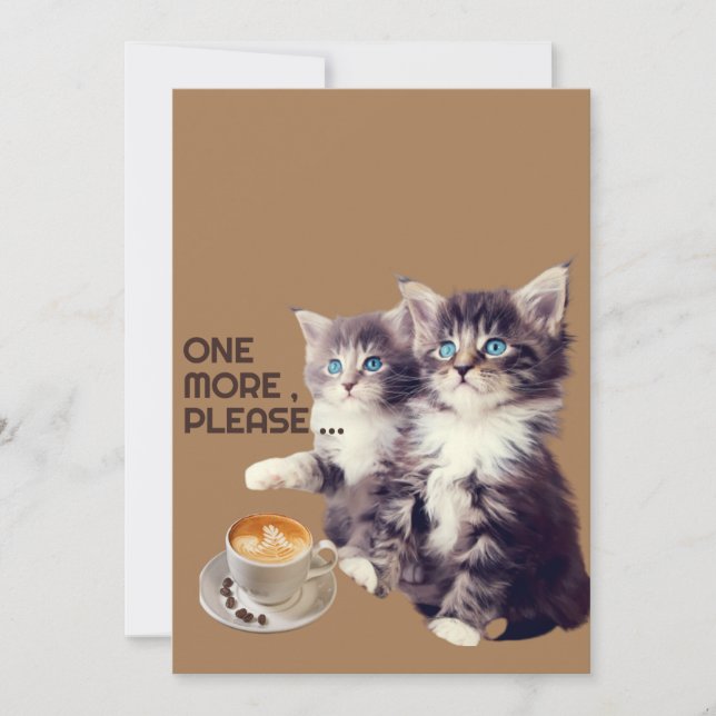 Invitación Más café para gatos. (Anverso)