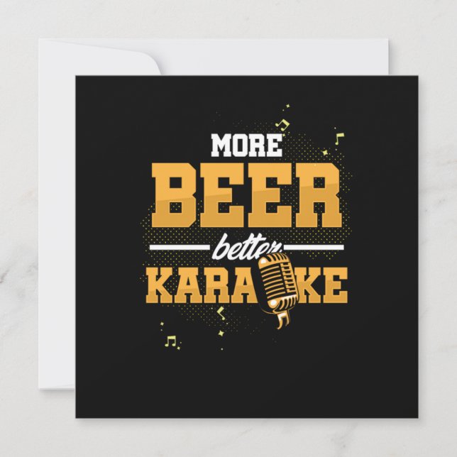 Invitación Más cerveza mejor karaoke regalo de canto de micró (Anverso)