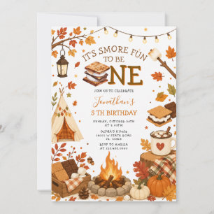 Invitación Más Diversión siendo Uno Primera Cumpleaños Otoño 