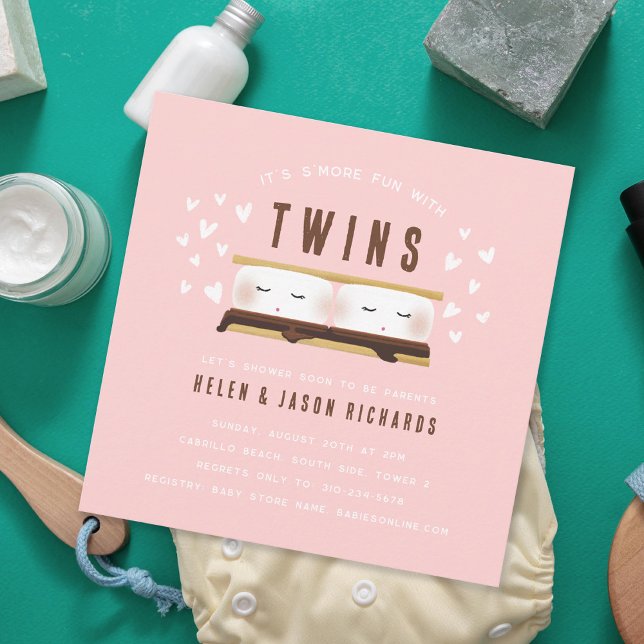 Invitación Más divertido con Twins Baby Shower Pink (Subido por el creador)