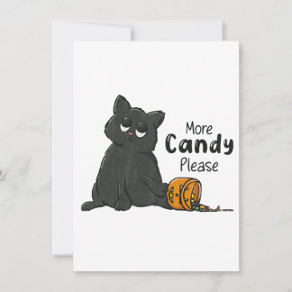 Invitación Más dulces por favor Halloween gato negro