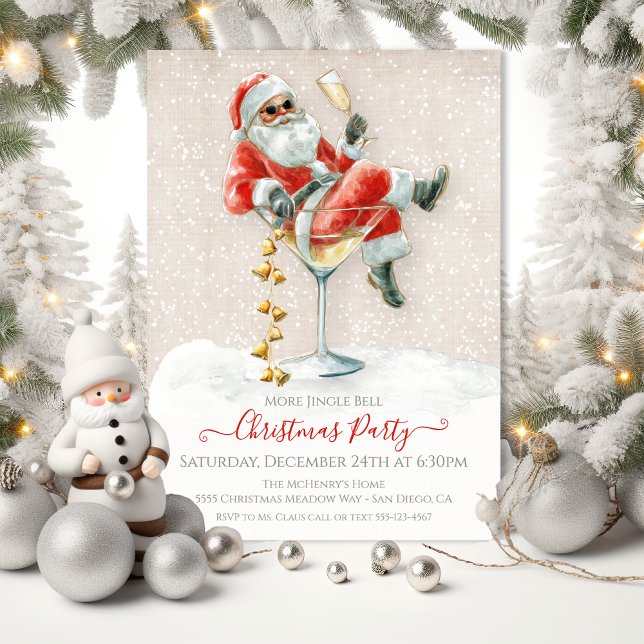 Invitación Más Fiesta de Navidades Jingle Bell Santa Martini (Subido por el creador)
