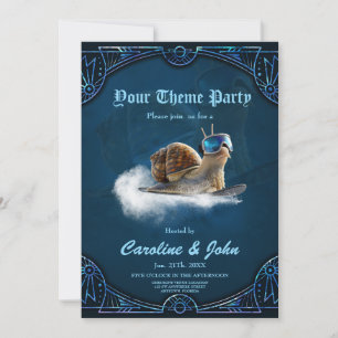 Invitación Más fría que el resto, el caracol con snowboard.