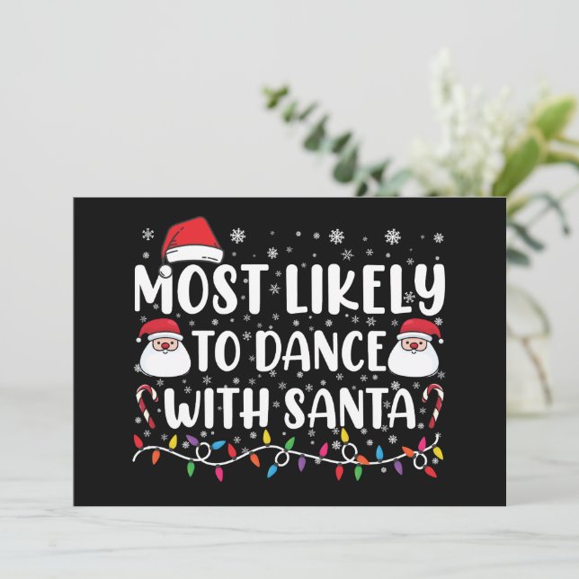 Invitación Más Probable De Bailar Con Santa Navidad Familiar (Anverso de pie)