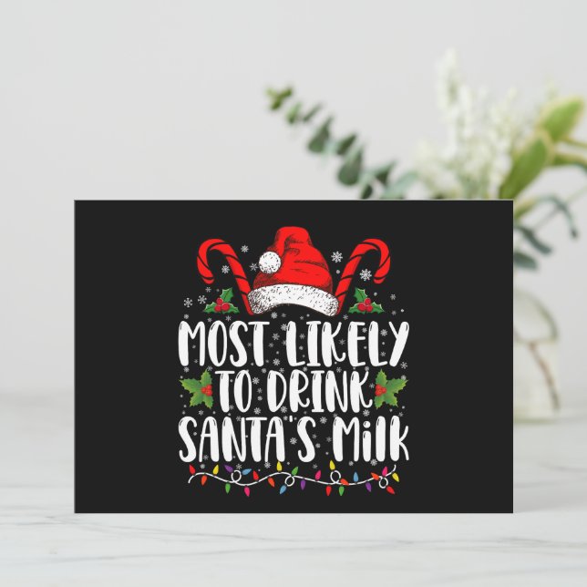 Invitación Más Probable De Beber La Leche De Santa Divertida  (Anverso de pie)