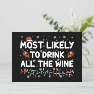Invitación Más Probable De Beber Todo El Vino Navidad Familia