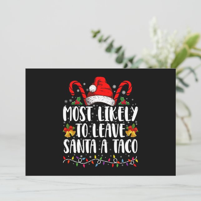 Invitación Más Probable De Dejar A Santa Un Taco Divertida Na (Anverso de pie)