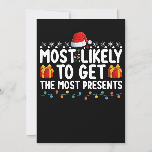 Invitación Más Probable De Recibir Más Regalos Navidad (Anverso)