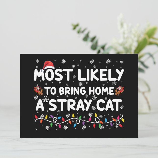 Invitación Más Probable De Traer A Casa Una Navidad De Gato C (Anverso de pie)