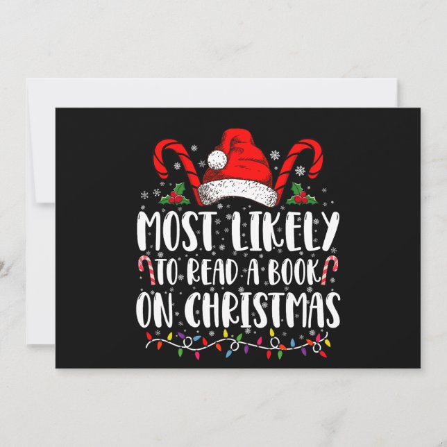 Invitación Más Probable Que Lea Un Libro En Navidad Combinand (Anverso)