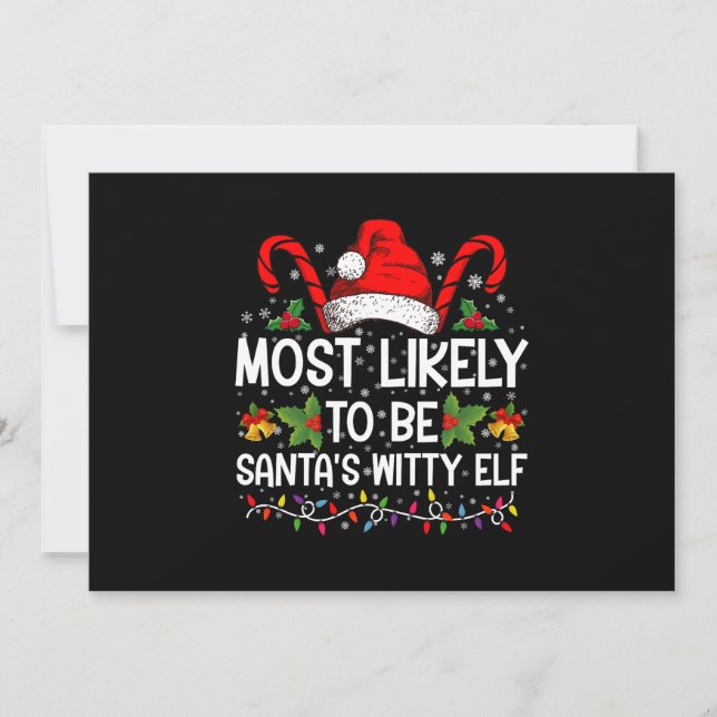 Invitación Más Probable Ser El Elfo Ingenioso De Santa Navida (Anverso)