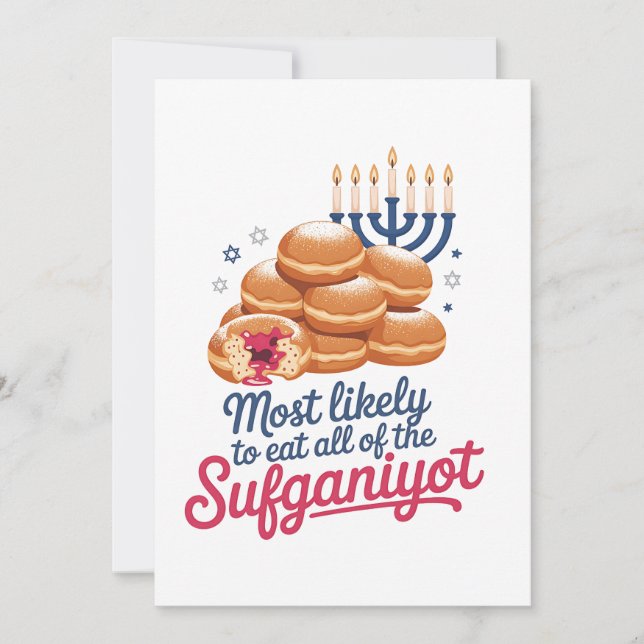 Invitación Más Propenso a Comer Todos los Sufganiyot Hanukkah (Anverso)