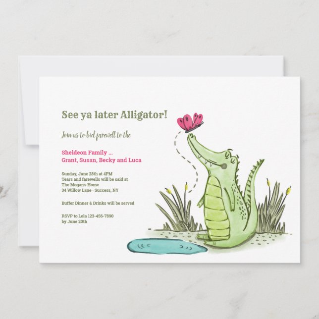 Invitación Más tarde, el lagarto se va Fiesta (Anverso)