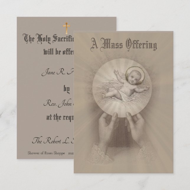 Invitación Masa católica ofrece conmemoración con el niño Jes (Anverso / Reverso)