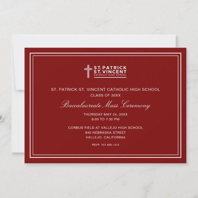 Invitación Masa de graduación católica (Anverso)