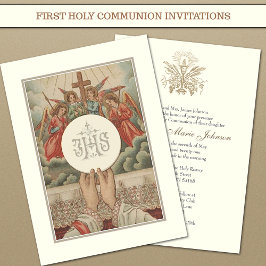 Invitación Masa del sacerdote eucarísta de la comunión católi