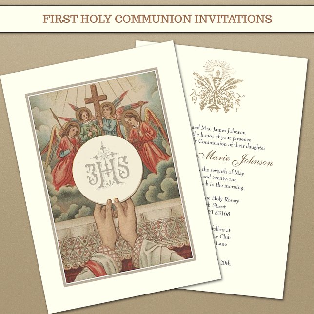 Invitación Masa del sacerdote eucarísta de la comunión católi (Subido por el creador)