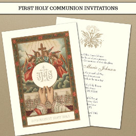 Invitación Masa del sacerdote eucarísta de la comunión católi