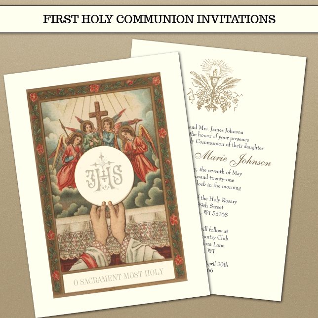 Invitación Masa del sacerdote eucarísta de la comunión católi (Subido por el creador)