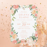 Invitación Masa floral de color de arena Rubor Peach Mitzvah<br><div class="desc">Rosa de primavera y melocotones acuáticos florales con fondo claro. Personalizar para cambiar el texto y el color de fondo del evento.</div>