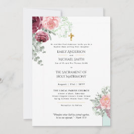 Invitación Masa Nupcial de Boda católico floral de Borgoña