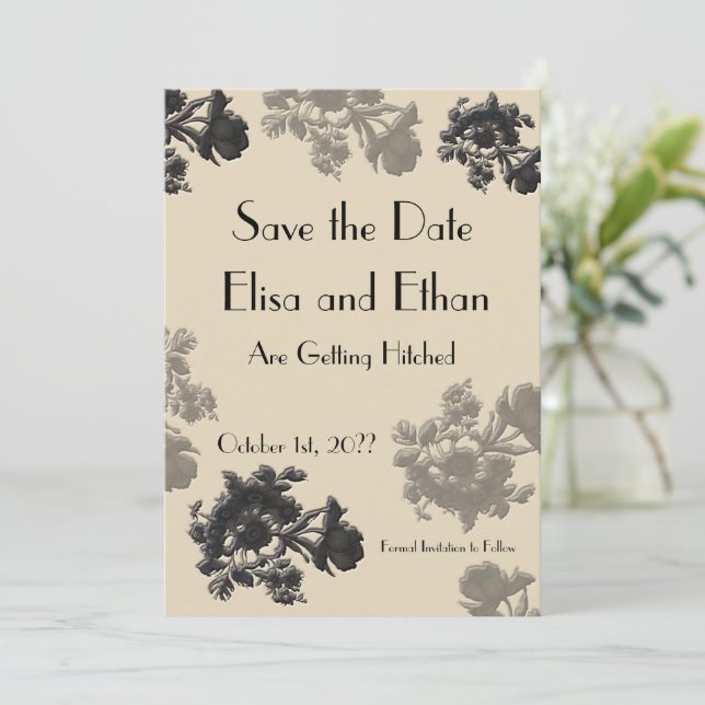 Invitación Masala Flora Guardar la Fecha (Anverso de pie)