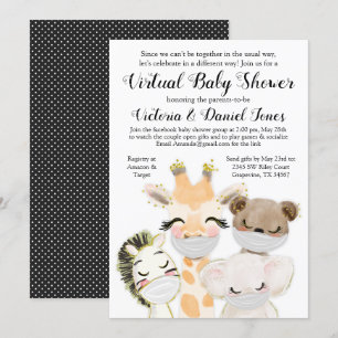 Invitación Máscara de animales bebés niño Covid Drive By Baby