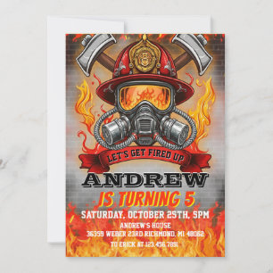 Invitación Máscara de Bombero Personalizada Cumpleaños del De