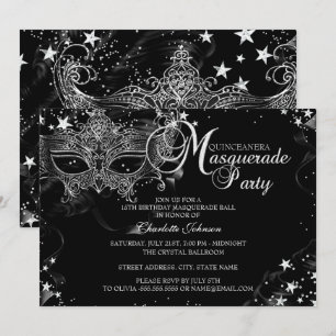 Invitación Máscara de brillo Estrella Noche de máscaras Quinc