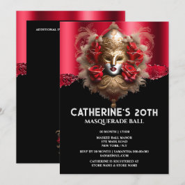 Invitación Máscara de carnaval de cumpleaños de la mascarada 